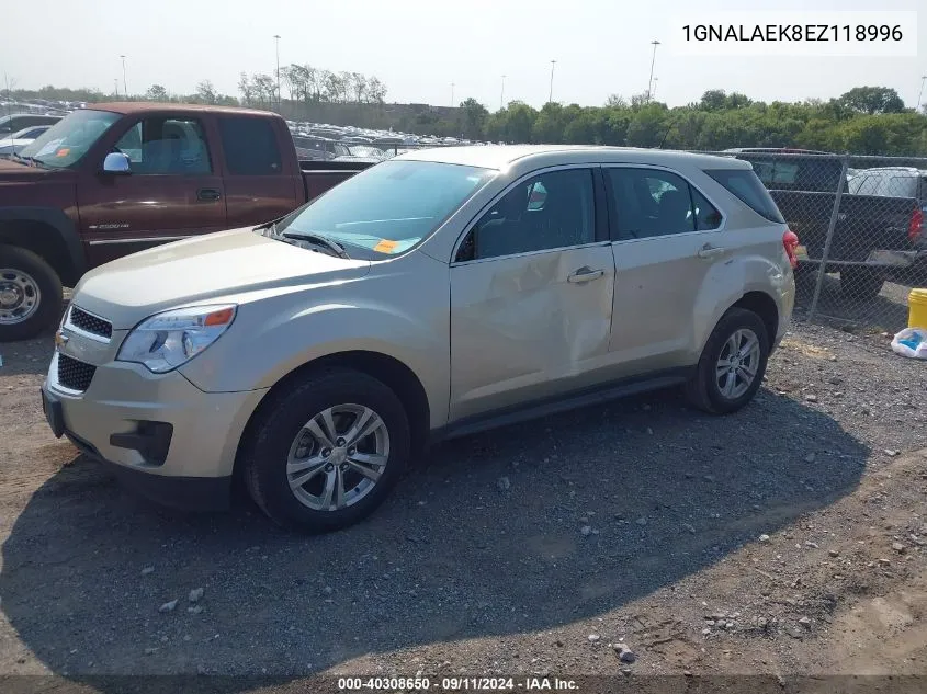 2014 Chevrolet Equinox Ls VIN: 1GNALAEK8EZ118996 Lot: 40308650