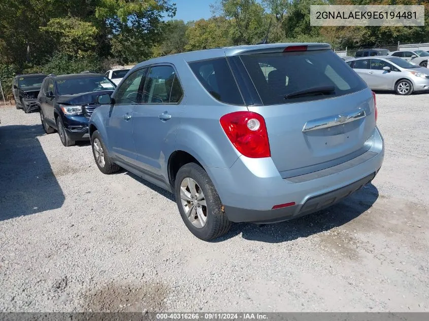 2014 Chevrolet Equinox Ls VIN: 2GNALAEK9E6194481 Lot: 40316266