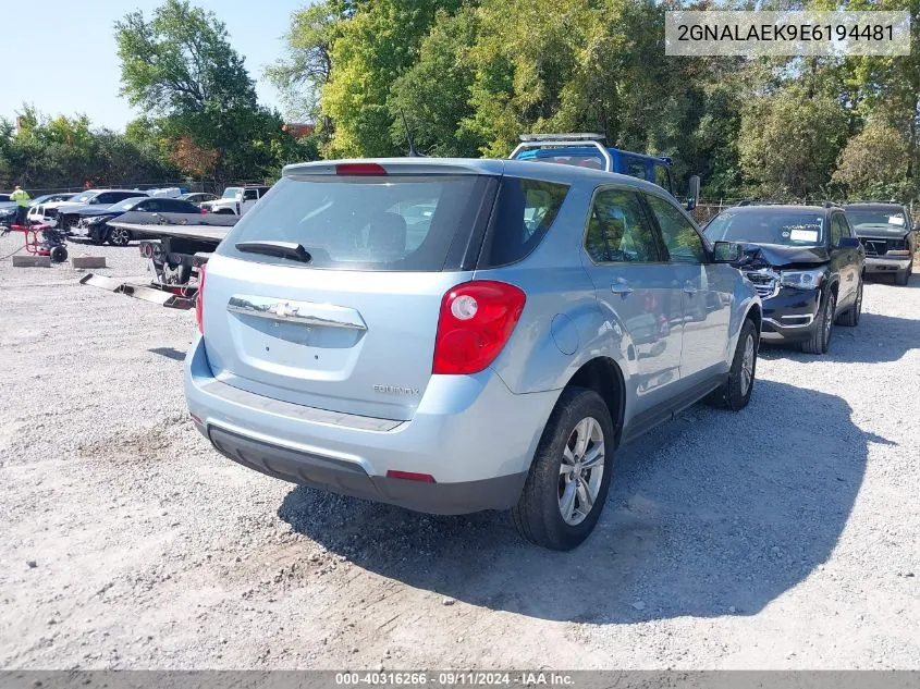 2014 Chevrolet Equinox Ls VIN: 2GNALAEK9E6194481 Lot: 40316266