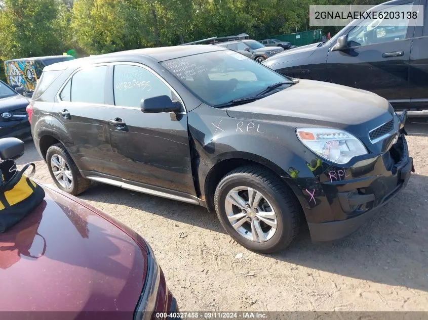 2014 Chevrolet Equinox Ls VIN: 2GNALAEKXE6203138 Lot: 40327455