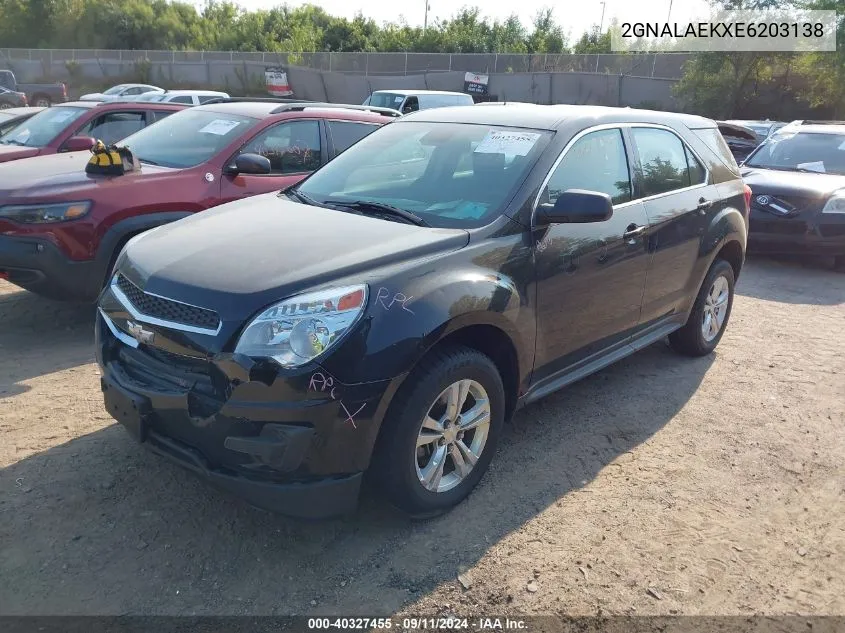 2014 Chevrolet Equinox Ls VIN: 2GNALAEKXE6203138 Lot: 40327455