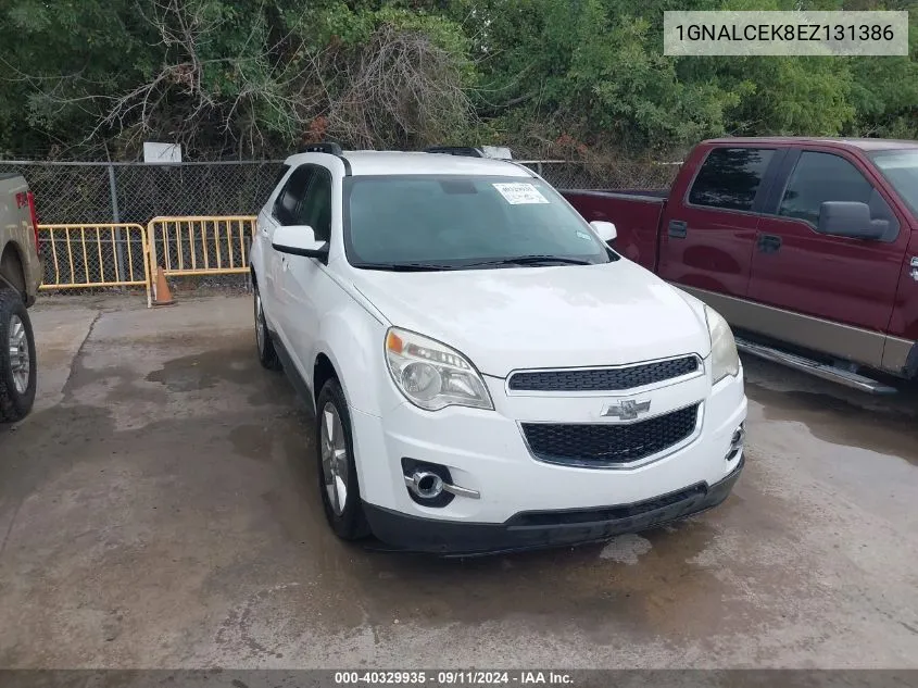 2014 Chevrolet Equinox 2Lt VIN: 1GNALCEK8EZ131386 Lot: 40329935