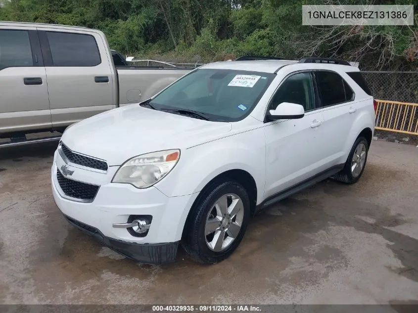 2014 Chevrolet Equinox 2Lt VIN: 1GNALCEK8EZ131386 Lot: 40329935