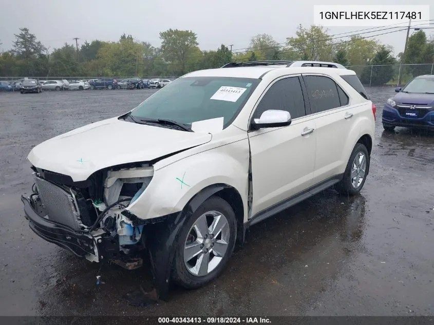 2014 Chevrolet Equinox Ltz VIN: 1GNFLHEK5EZ117481 Lot: 40343413