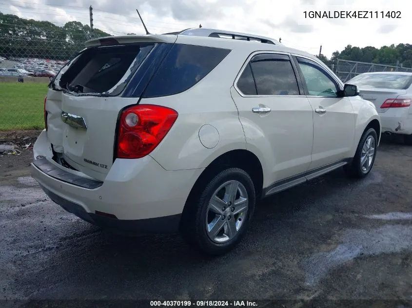 2014 Chevrolet Equinox Ltz VIN: 1GNALDEK4EZ111402 Lot: 40370199