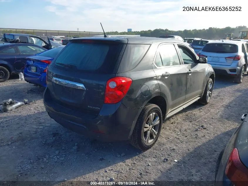 2014 Chevrolet Equinox Ls VIN: 2GNALAEK6E6365252 Lot: 40373281