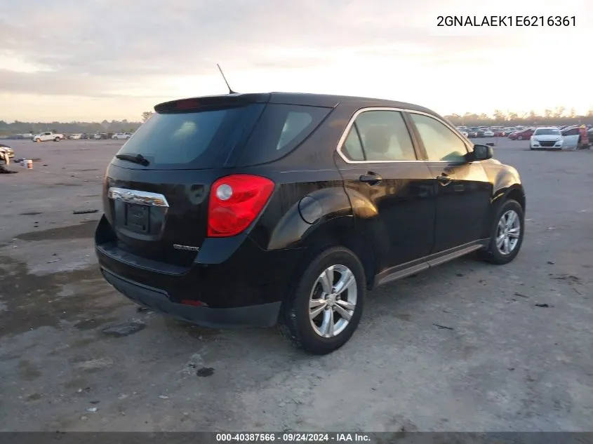 2014 Chevrolet Equinox Ls VIN: 2GNALAEK1E6216361 Lot: 40387566