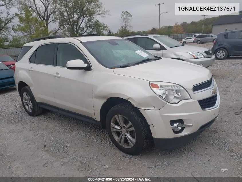 2014 Chevrolet Equinox 2Lt VIN: 1GNALCEK4EZ137671 Lot: 40421090