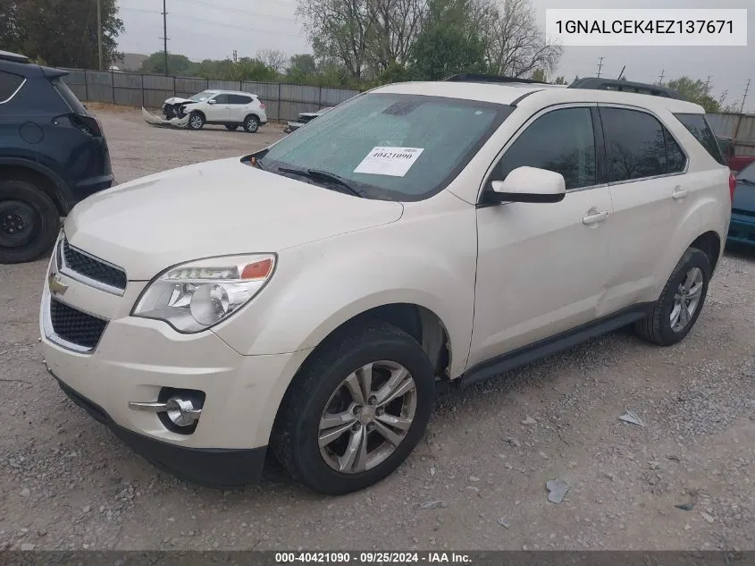 2014 Chevrolet Equinox 2Lt VIN: 1GNALCEK4EZ137671 Lot: 40421090