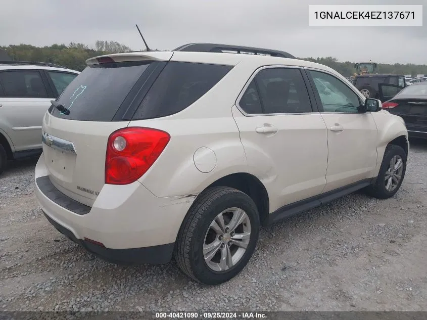 2014 Chevrolet Equinox 2Lt VIN: 1GNALCEK4EZ137671 Lot: 40421090