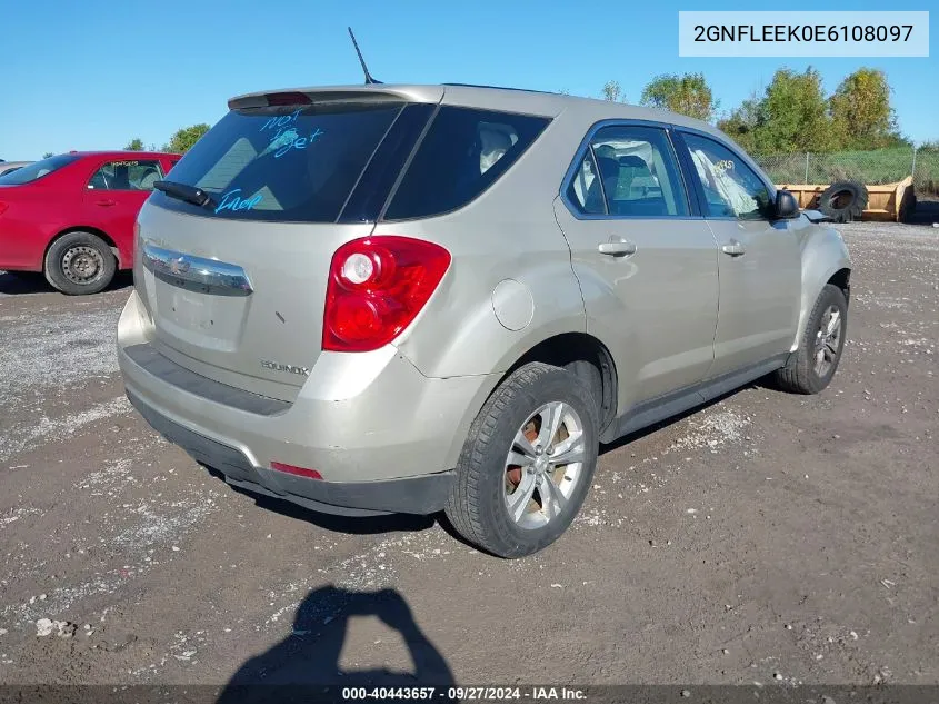 2014 Chevrolet Equinox Ls VIN: 2GNFLEEK0E6108097 Lot: 40443657