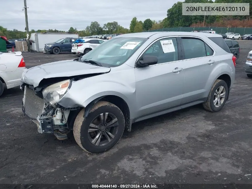 2014 Chevrolet Equinox Ls VIN: 2GNFLEEK4E6120110 Lot: 40444140