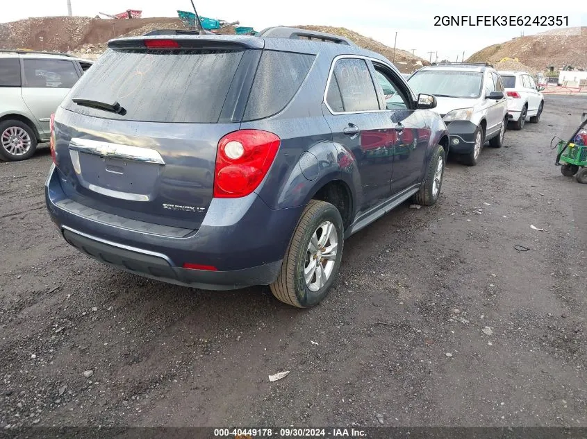 2014 Chevrolet Equinox Lt VIN: 2GNFLFEK3E6242351 Lot: 40449178