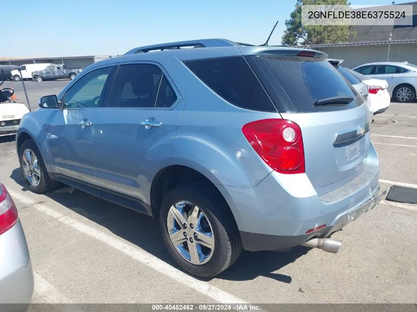 2014 Chevrolet Equinox Ltz VIN: 2GNFLDE38E6375524 Lot: 40452462