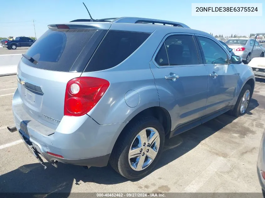 2014 Chevrolet Equinox Ltz VIN: 2GNFLDE38E6375524 Lot: 40452462