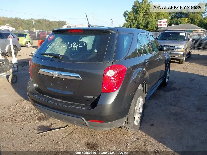 2014 Chevrolet Equinox Ls VIN: 2GNALAEK4E6248639 Lot: 40550360