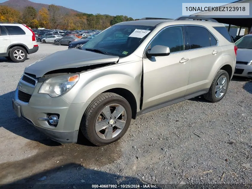 2014 Chevrolet Equinox 2Lt VIN: 1GNALCEK8EZ123918 Lot: 40687992