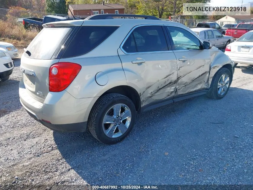 2014 Chevrolet Equinox 2Lt VIN: 1GNALCEK8EZ123918 Lot: 40687992