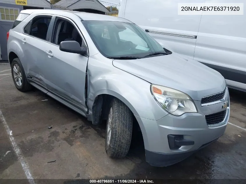 2014 Chevrolet Equinox Ls VIN: 2GNALAEK7E6371920 Lot: 40796851