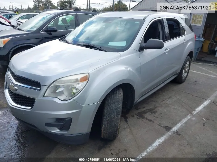 2014 Chevrolet Equinox Ls VIN: 2GNALAEK7E6371920 Lot: 40796851