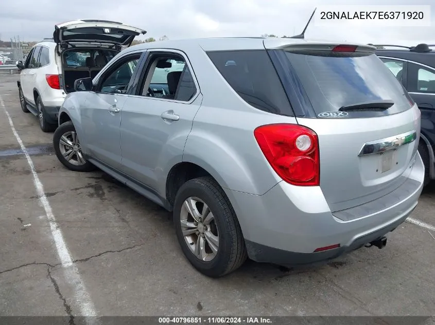 2014 Chevrolet Equinox Ls VIN: 2GNALAEK7E6371920 Lot: 40796851