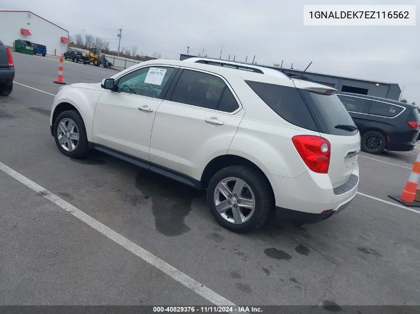 2014 Chevrolet Equinox Ltz VIN: 1GNALDEK7EZ116562 Lot: 40829376