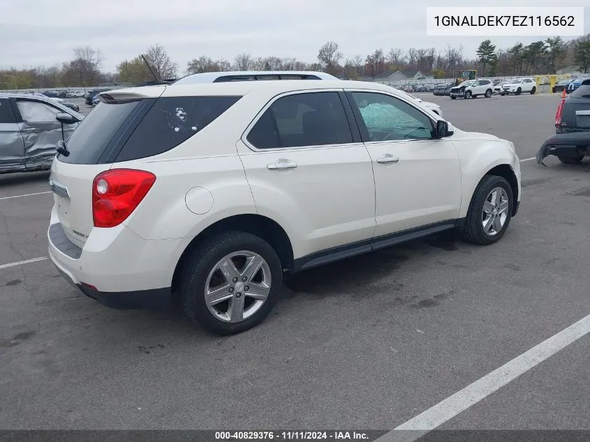 2014 Chevrolet Equinox Ltz VIN: 1GNALDEK7EZ116562 Lot: 40829376