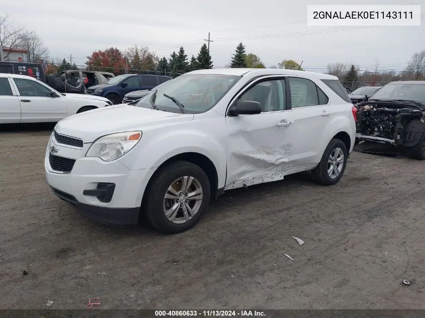 2014 Chevrolet Equinox Ls VIN: 2GNALAEK0E1143111 Lot: 40860633