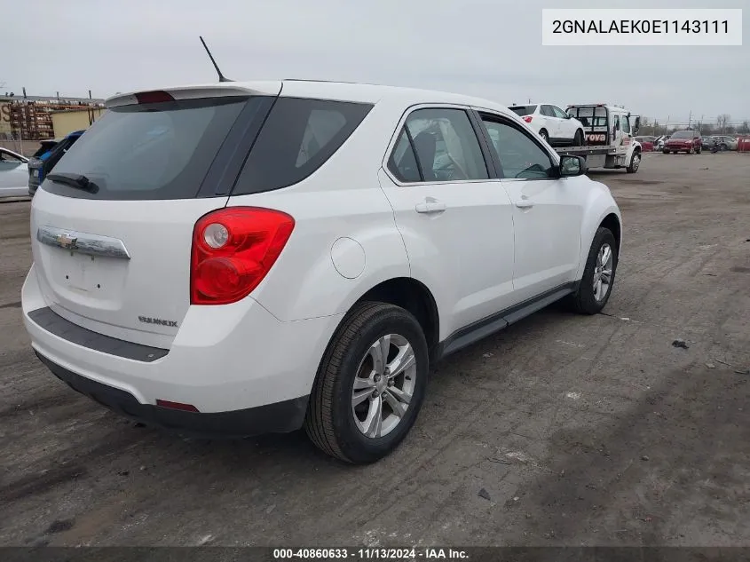 2014 Chevrolet Equinox Ls VIN: 2GNALAEK0E1143111 Lot: 40860633