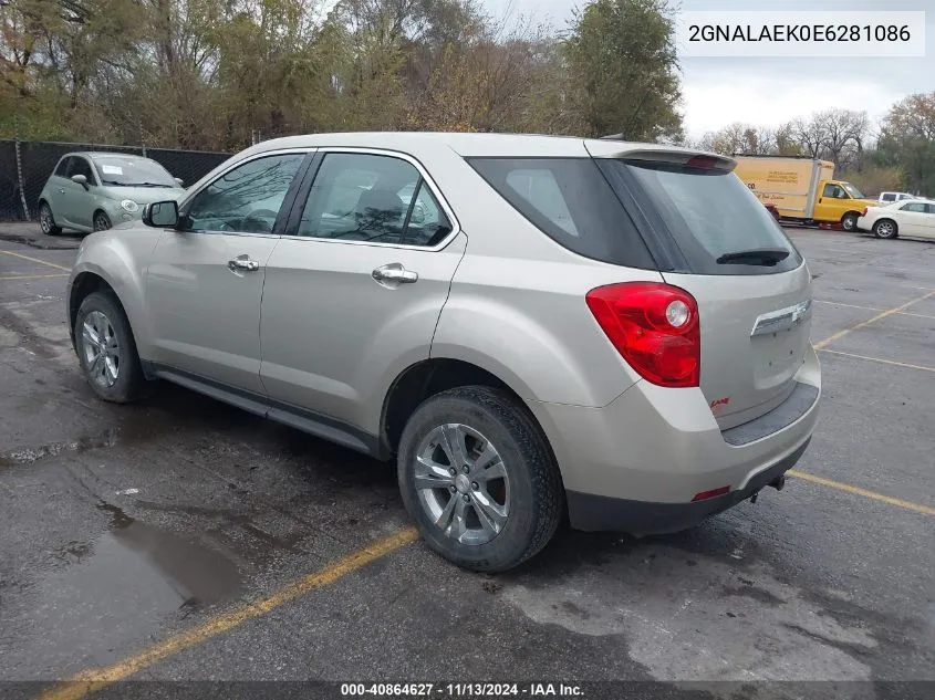 2014 Chevrolet Equinox Ls VIN: 2GNALAEK0E6281086 Lot: 40864627