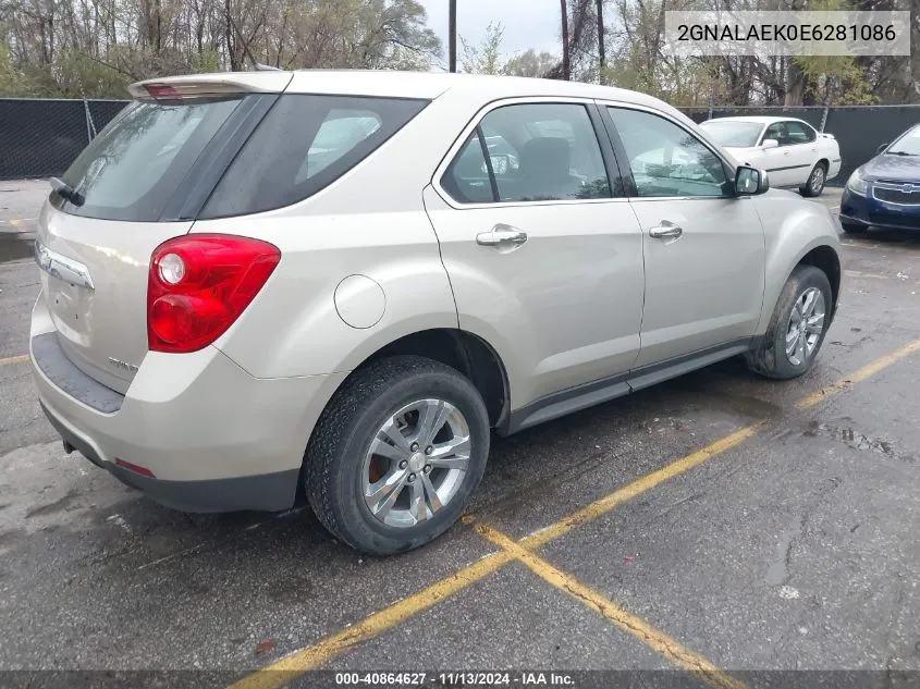 2014 Chevrolet Equinox Ls VIN: 2GNALAEK0E6281086 Lot: 40864627