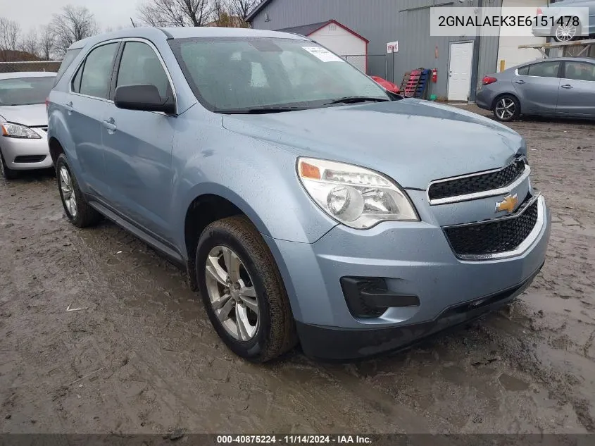 2014 Chevrolet Equinox Ls VIN: 2GNALAEK3E6151478 Lot: 40875224