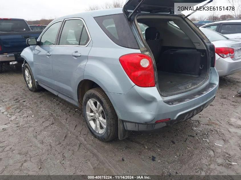 2014 Chevrolet Equinox Ls VIN: 2GNALAEK3E6151478 Lot: 40875224