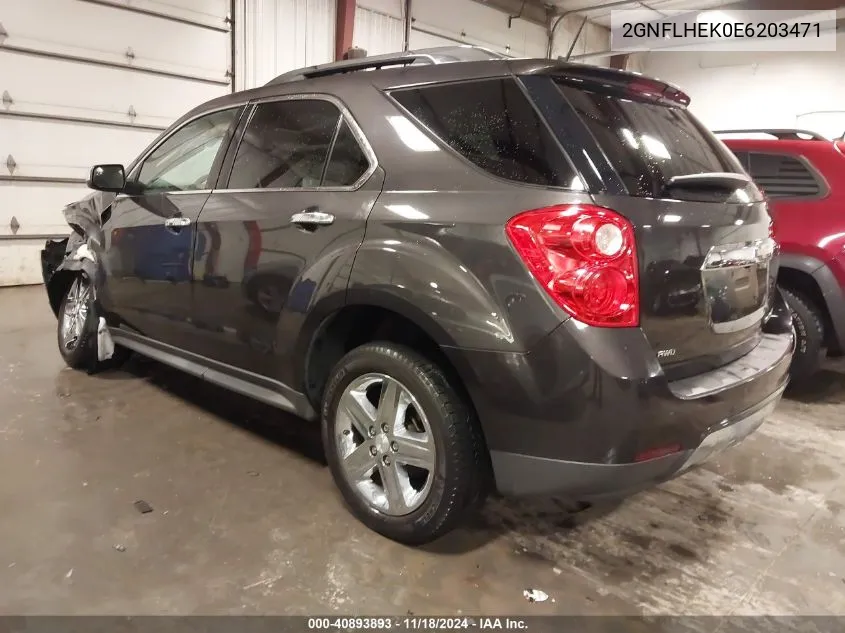 2014 Chevrolet Equinox Ltz VIN: 2GNFLHEK0E6203471 Lot: 40893893