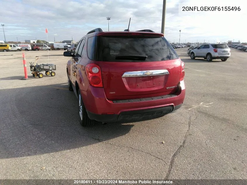 2015 Chevrolet Equinox Lt VIN: 2GNFLGEK0F6155496 Lot: 20180411