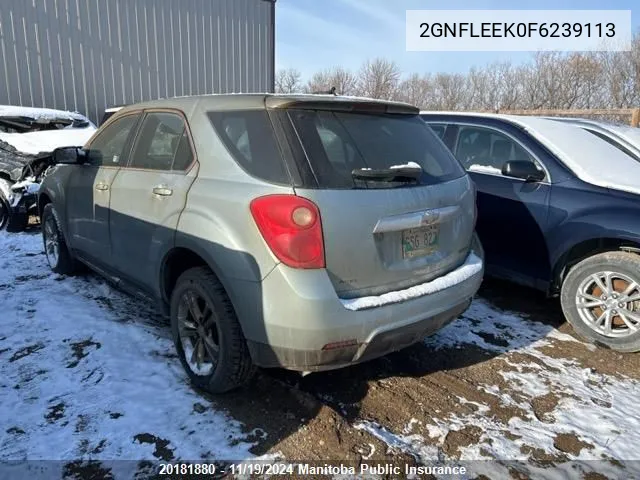 2015 Chevrolet Equinox Ls VIN: 2GNFLEEK0F6239113 Lot: 20181880