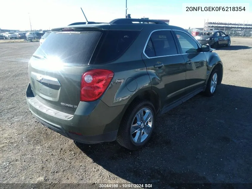 2015 Chevrolet Equinox Lt VIN: 2GNFLGEK0F6218354 Lot: 30044598