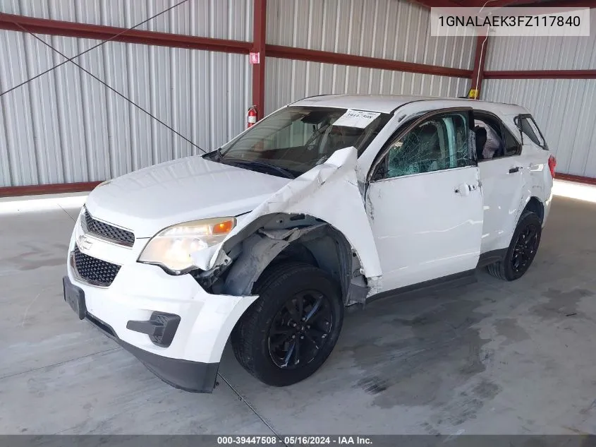 1GNALAEK3FZ117840 2015 Chevrolet Equinox Ls