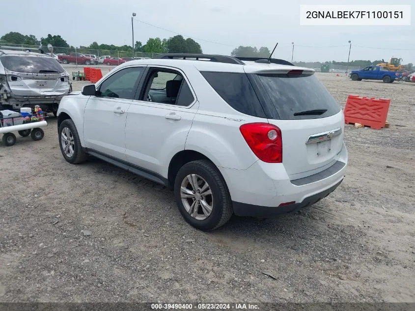 2015 Chevrolet Equinox 1Lt VIN: 2GNALBEK7F1100151 Lot: 39490400