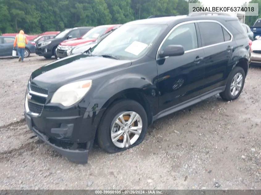 2015 Chevrolet Equinox 1Lt VIN: 2GNALBEK0F6374018 Lot: 39950105