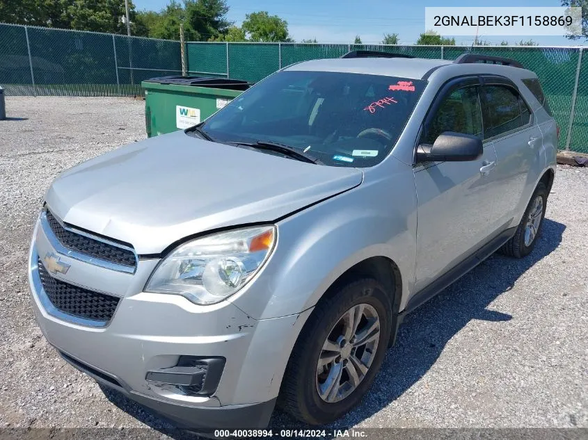 2015 Chevrolet Equinox 1Lt VIN: 2GNALBEK3F1158869 Lot: 40038994