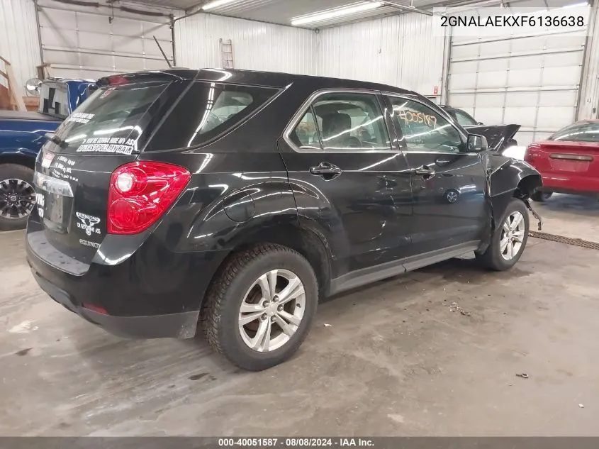 2015 Chevrolet Equinox Ls VIN: 2GNALAEKXF6136638 Lot: 40051587