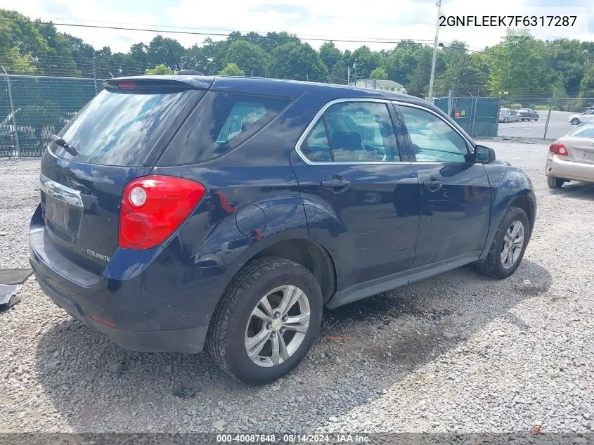 2015 Chevrolet Equinox Ls VIN: 2GNFLEEK7F6317287 Lot: 40087648