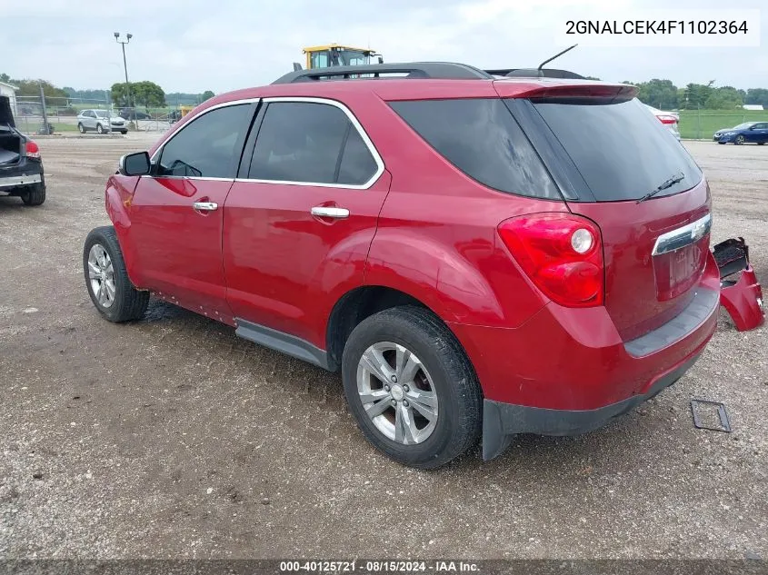 2015 Chevrolet Equinox 2Lt VIN: 2GNALCEK4F1102364 Lot: 40125721