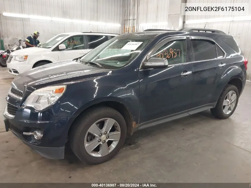 2015 Chevrolet Equinox Lt VIN: 2GNFLGEK2F6175104 Lot: 40136987