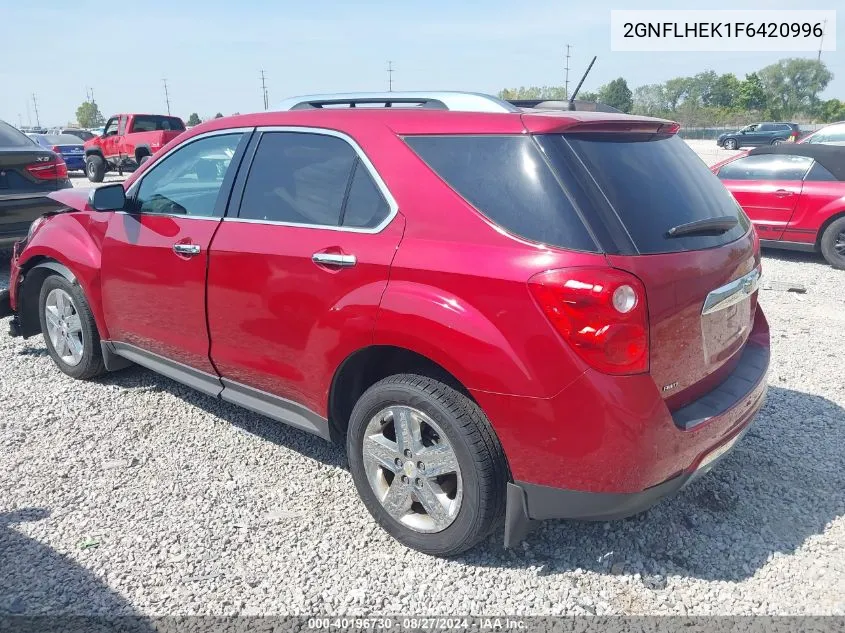 2015 Chevrolet Equinox Ltz VIN: 2GNFLHEK1F6420996 Lot: 40196730