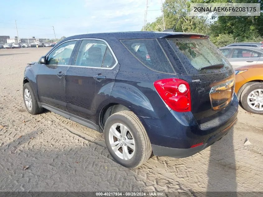 2015 Chevrolet Equinox Ls VIN: 2GNALAEK6F6208175 Lot: 40217934