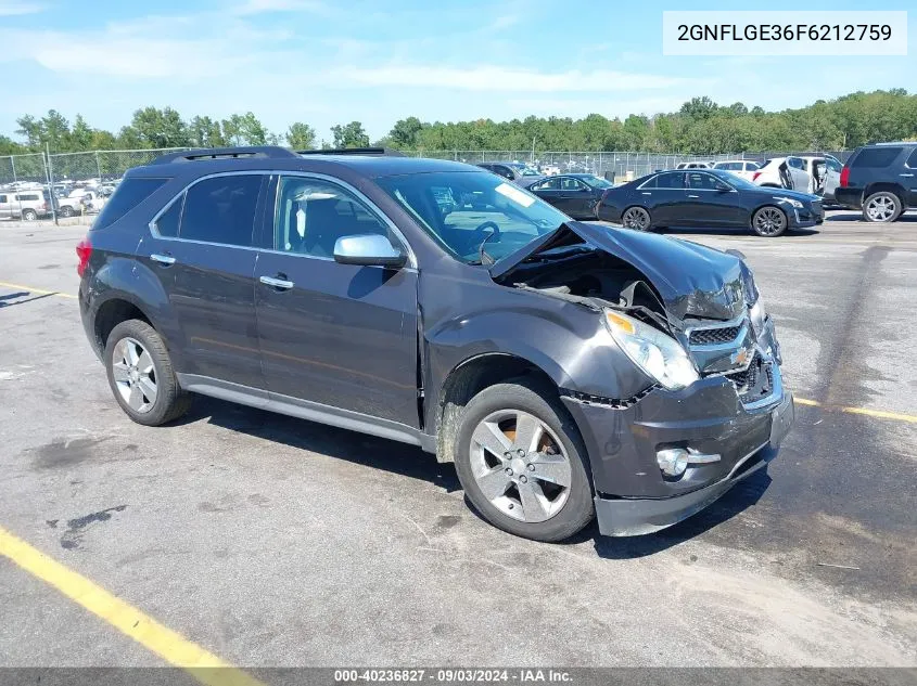 2015 Chevrolet Equinox 2Lt VIN: 2GNFLGE36F6212759 Lot: 40236827