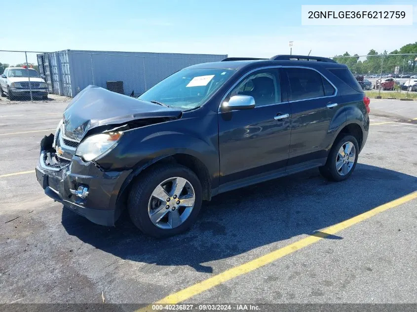 2015 Chevrolet Equinox 2Lt VIN: 2GNFLGE36F6212759 Lot: 40236827