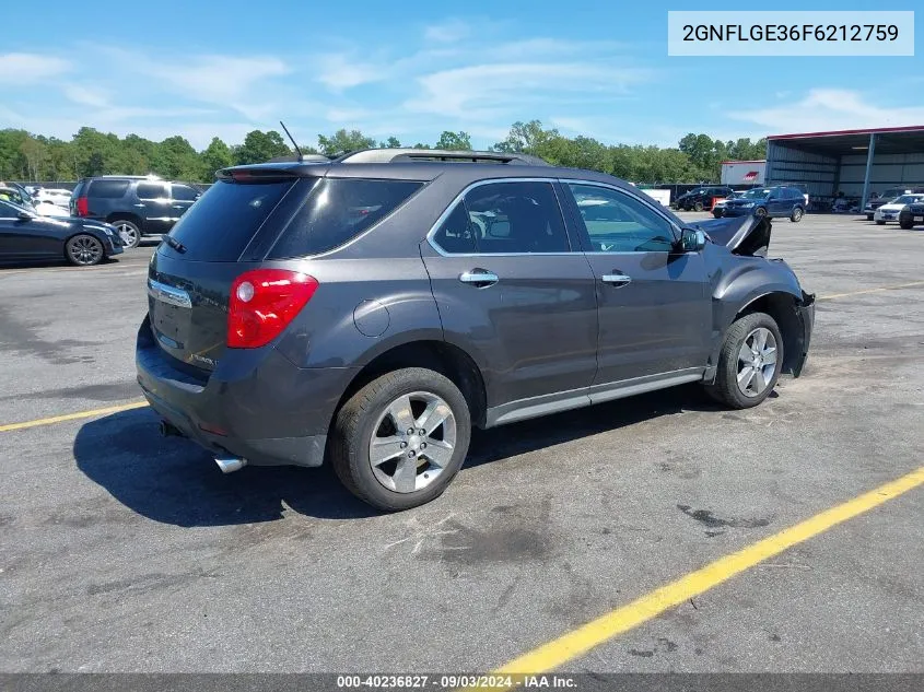 2015 Chevrolet Equinox 2Lt VIN: 2GNFLGE36F6212759 Lot: 40236827